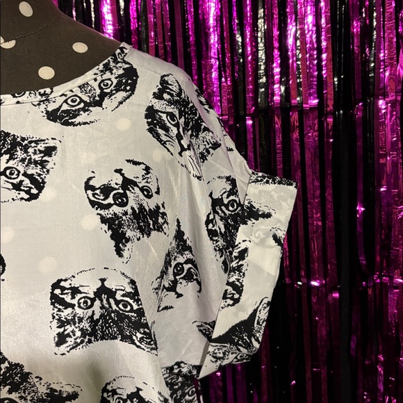 Blouse Top Kittens Small Cats Punk - Picture 3 of 3